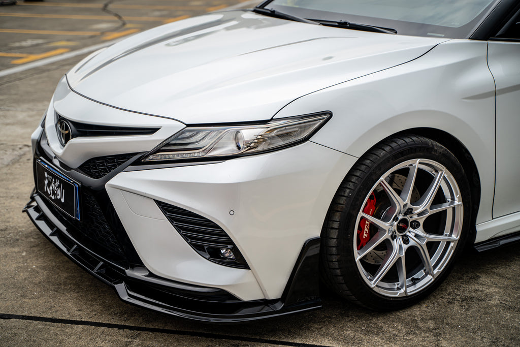 Toyota Camry 8th Gen XV70 SE XSE 2018-2020 with Aftermarket Parts - V1 Style Front Lip Splitter PP from Yofer USA