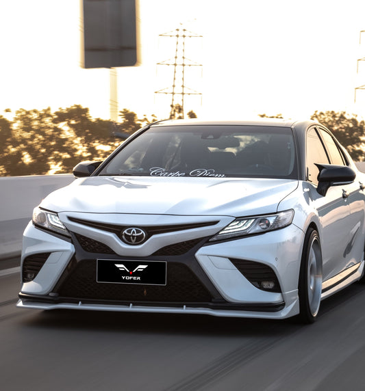 Toyota Camry 8th Gen XV70 SE XSE 2018-2020 with Aftermarket Parts - V2 Style Front Lip Splitter PP from Yofer USA