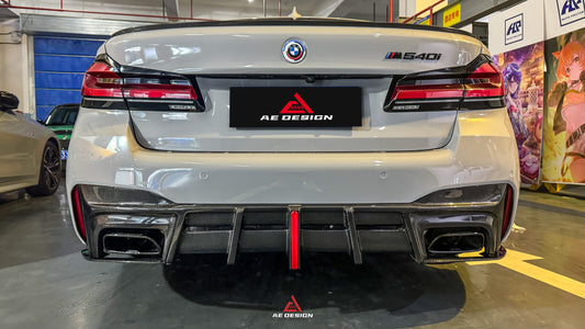 BMW M5/M5C F90 (Fits Both Pre-LCI & LCI) 2018 2019 2020 2021 2022 2023 2024 & 5 Series G30 540i (With M-Package Bumper) M550i (Fits Both Pre-LCI & LCI) 2017 2018 2019 2020 2021 2022 2023 2024 with Aftermarket Parts - AE V2 Rear Diffuser & Canards Carbon Fiber from ArmorExtend