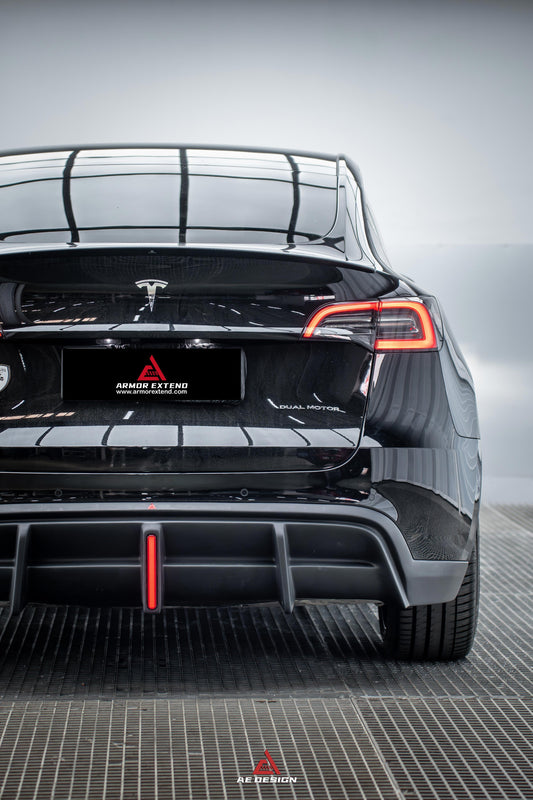 Tesla Model Y 2021 2022 2023 2024 with Aftermarket Parts - Plustic Style Rear Diffuser ABS from  ArmorExtend