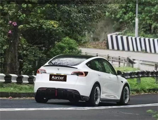 Tesla Model Y 2020-ON with Aftermarket Parts - Rear Diffuser Pre-preg Carbon Fiber from Karbel Carbon