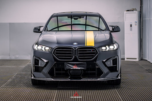 BMW X5M X5MC F95 & X6M X6MC F96 2024-ON (LCI) With Aftermarket Parts - AE Style Front Lip Carbon Fiber from ArmorExtend