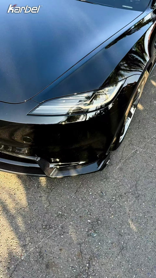 Tesla Model 3 Highland 2024-ON with Aftermarket Parts - Front Lip Pre-preg Carbon Fiber from Karbel Carbon