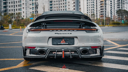 Porsche 911 992 Carrera/4/S/4S 2020-ON with Aftermarket Parts-ART Style Carbon Fiber Rear Diffuser Replacement - Armorextend