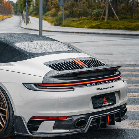 Porsche 911 992 Carrera/4/S/4S 2020-ON with Aftermarket Parts-ART Style Carbon Fiber Rear Diffuser Replacement - Armorextend