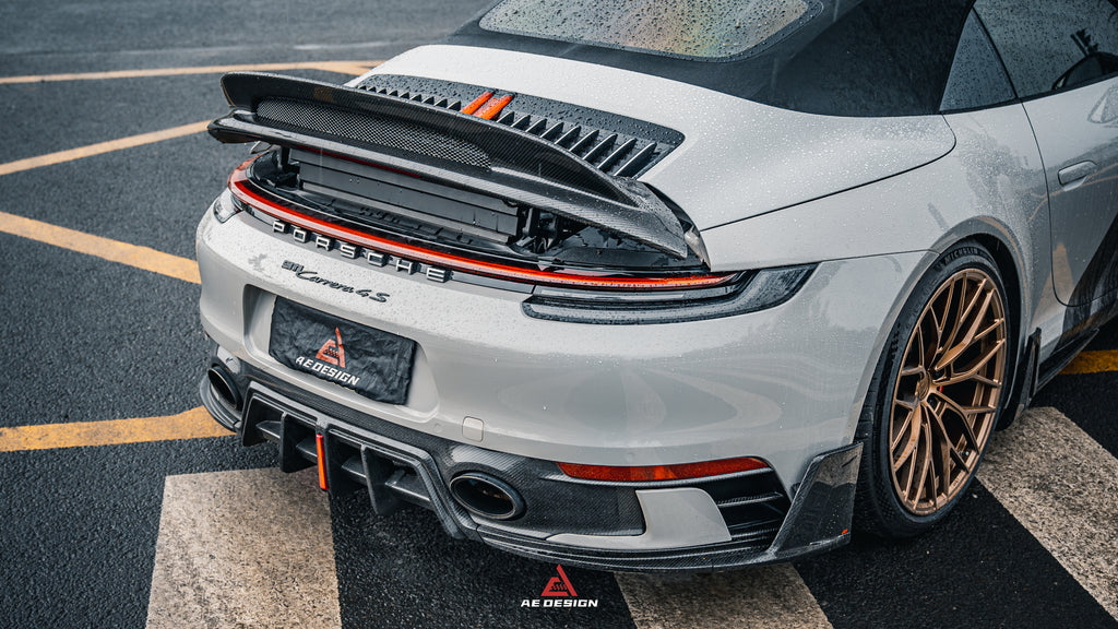 Porsche 911 992 Carrera/4/S/4S 2020-ON with Aftermarket Parts-ART Style Carbon Fiber Rear Diffuser Replacement - Armorextend