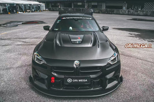 BMW M2 M2CS G87 2023-ON & 2 Series 230i M240i G42 2022-ON with Aftermarket Parts - ART Vented Transparent Glass V2 Style Hood Bonnet Double-sided Dry Pre-preg Carbon Fiber from ArmorExtend