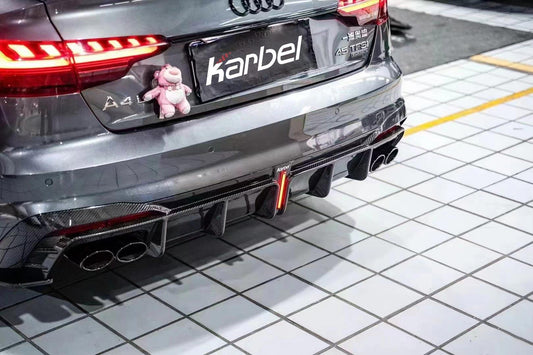 Audi S4 B9.5 2020-ON with Aftermarket Parts - Rear Diffuser & Canards V1 Style Pre-preg Carbon Fiber from Karbel Carbon