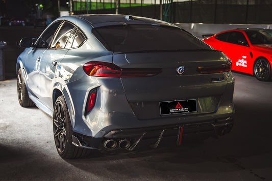 BMW X5M X5MC F95 & X6M X6MC F96 (Fits Both Pre-LCI & LCI) 2020 2021 2022 2023 2024 With Aftermarket Parts - AE V2 Style Rear Diffuser & Canards Carbon Fiber from ArmorExtend