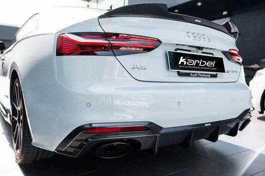 Audi RS5 S5 A5 B9 / B9.5 2017-ON with Aftermarket Parts - Rear Lip Spoiler Pre-preg Carbon Fiber from Karbel Carbon