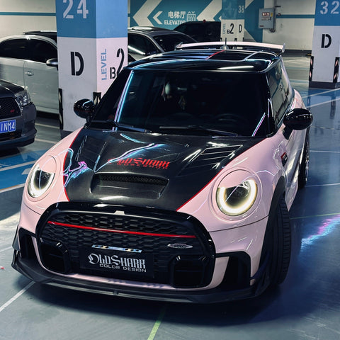 MINI Cooper JCW (John Cooper Works) F56 & Cooper (All Models) LCI 2022 2023 2024 with Aftermarket Parts - AE Style Hood Carbon Fiber from ArmorExtend