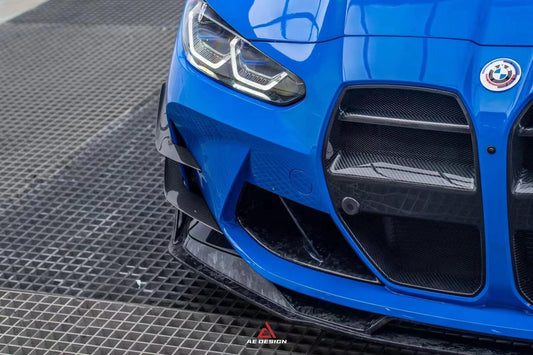 BMW M3 G80 G81 2021 2022 2023 2024 & M4 G82 G83 2021 2022 2023 2024 with Aftermarket Parts - AE V1 Style Front Lip Carbon Fiber from ArmorExtend