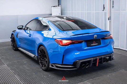 BMW M3 G80 G81 2021 2022 2023 2024 & M4 G82 G83 2021 2022 2023 2024 with Aftermarket Parts - AE V2 Style Rear Diffuser & Canards Carbon Fiber from  ArmorExtend