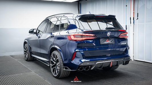 BMW X5M X5MC F95 (Fits Both Pre-LCI & LCI) 2020 2021 2022 2023 2024 & X6M X6MC F96 (Fits Both Pre-LCI & LCI) 2020 2021 2022 2023 2024 with Aftermarket Parts - AE Style Rear Diffuser & Canards Carbon Fiber from ArmorExtend