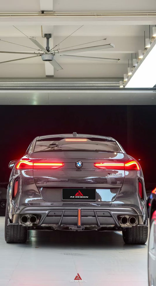 BMW X5M X5MC F95 & X6M X6MC F96 (Fits Both Pre-LCI & LCI) 2020 2021 2022 2023 2024 With Aftermarket Parts - AE V2 Style Rear Diffuser & Canards Carbon Fiber from ArmorExtend