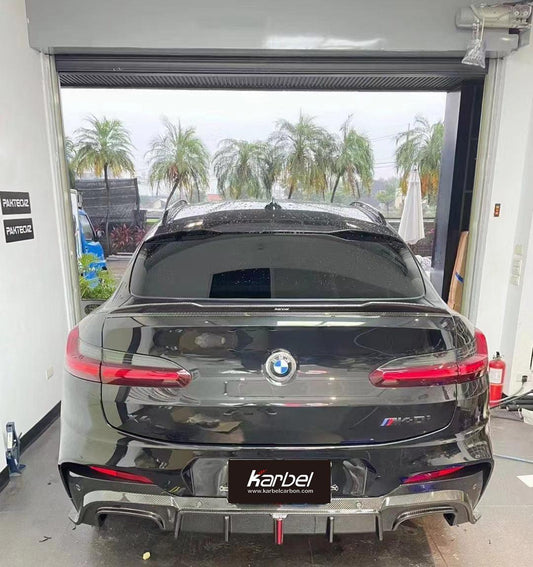 BMW X4 G02 Pre-LCI 2019-2021 with Aftermarket Parts - Rear Diffuser & Canards Pre-preg Carbon Fiber from Karbel Carbon