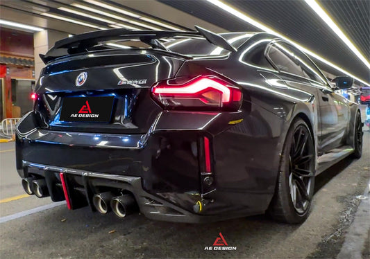 BMW M2 M2C G87 2023 2024 with Aftermarket Parts - ART & ART Street Version & AE Track Version Style Rear Diffuser & Canards Carbon Fiber from ArmorExtend