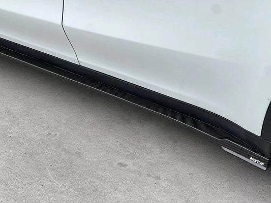 Tesla Model Y 2020-ON with Aftermarket Parts - Side Skirts Pre-preg Carbon Fiber from Karbel Carbon