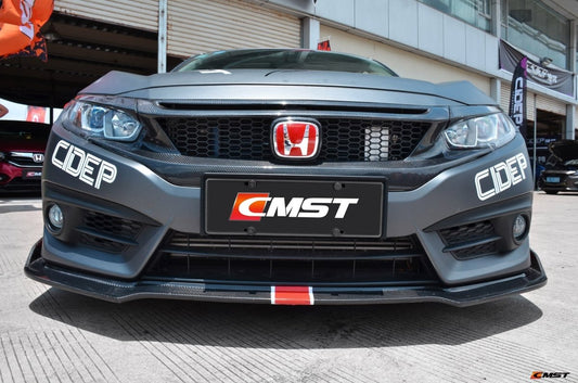 Honda Civic Type-R FK8 2017-2021 & Civic 10th Gen FC1/2/3/4/5/6/FK7 2017-2021 with Aftermarket Parts - V1 Style Front Grill & Eyelid Carbon Fiber/FRP from CMST Tuning 