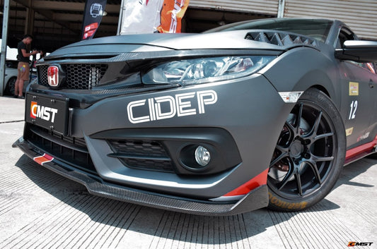 Honda Civic Type-R FK8 2017-2021 & Civic 10th Gen FC1/2/3/4/5/6/FK7 2017-2021 with Aftermarket Parts - V1 Style Front Grill & Eyelid Carbon Fiber/FRP from CMST Tuning 