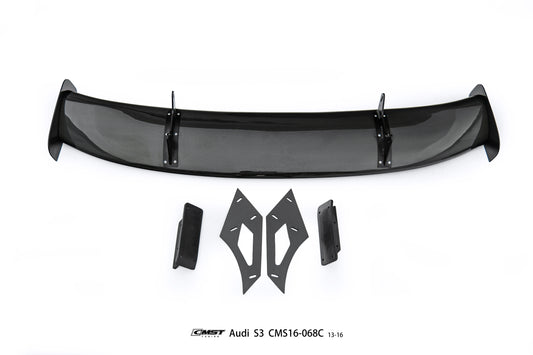Audi RS3 S3 A3 8V/8V.5 2014 2015 2016 2017 2018 2019 2020 with Aftermarket Parts - V1 Style Rear Wing Carbon Fiber from CMST Tuning