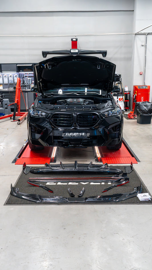 BMW X5M X5MC F95 & X6M X6MC F96 2024-ON (LCI) With Aftermarket Parts - AE Style Front Lip Carbon Fiber from ArmorExtend