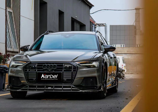 Audi A6 Allroad C8 2020-ON with Aftermarket Parts - V2 Style Front Lip Pre-preg Carbon Fiber from Karbel Carbon