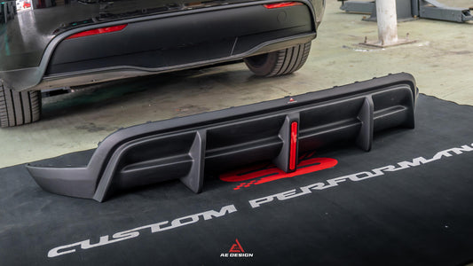 Tesla Model Y 2021 2022 2023 2024 with Aftermarket Parts - Plustic Style Rear Diffuser ABS from  ArmorExtend