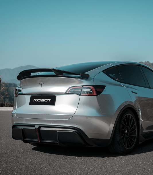 Tesla Model Y Performance AWD Long Range RWD Standard 2020 2021 2023 2024 with Aftermarket Parts - "STARSHIP" Rear Spoiler Wing Carbon Fiber / FRP from Robot Craftsman
