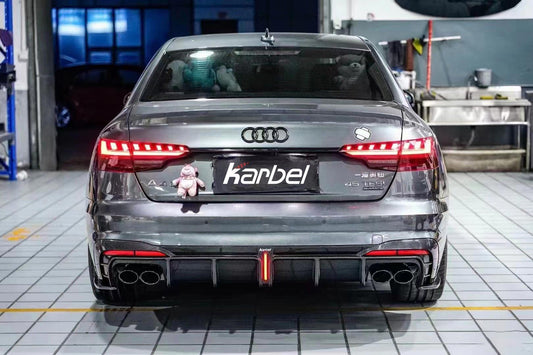 Audi S4 B9.5 2020-ON with Aftermarket Parts - Rear Diffuser & Canards V1 Style Pre-preg Carbon Fiber from Karbel Carbon