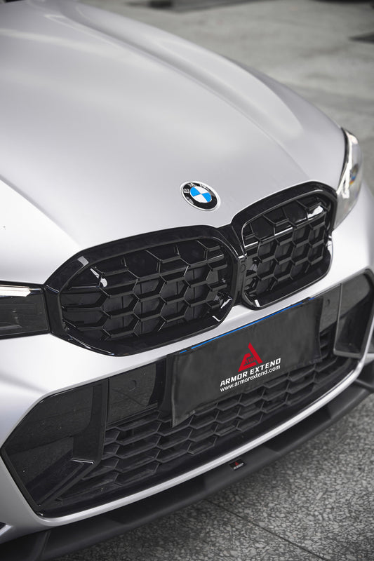 BMW 3 Series 330i (With M-Package Bumper, does not fit base model) M340i LCI G20 G21 2023 2024 with Aftermarket Parts - Plustic Style Front Lip ABS from ArmorExtend