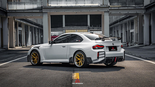 BMW M2 M2C G87 2023 2024 with Aftermarket Parts - ART & ART Street Version & AE Track Version Style Rear Diffuser & Canards Carbon Fiber from ArmorExtend