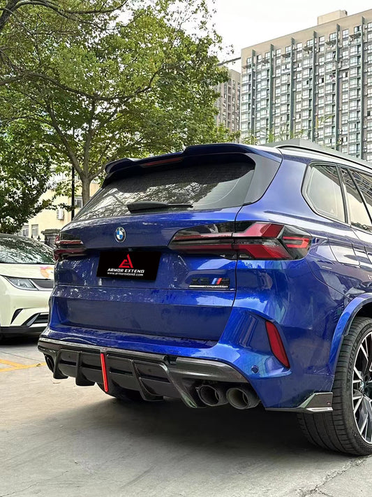 BMW X5M X5MC F95 & X6M X6MC F96 (Fits Both Pre-LCI & LCI) 2020 2021 2022 2023 2024 With Aftermarket Parts - AE V2 Style Rear Diffuser & Canards Carbon Fiber from ArmorExtend