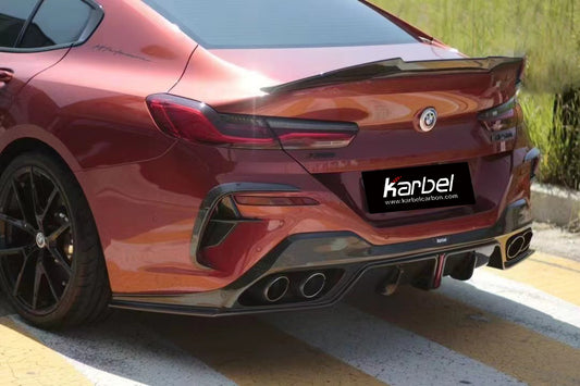 BMW 8 Series M850 840 (With M-Package Bumper) G16 2018 2019 2020 2021 2022 2023 2024 with Aftermarket Parts - Rear Diffuser Pre-preg Carbon Fiber from Karbel Carbon