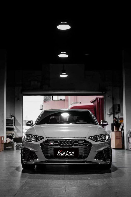 Audi S4 A4 S-line (with s-line bumper, does not fit base model) B9.5 2020-ON with Aftermarket Parts - Front Lip Pre-preg Carbon Fiber from Karbel Carbon