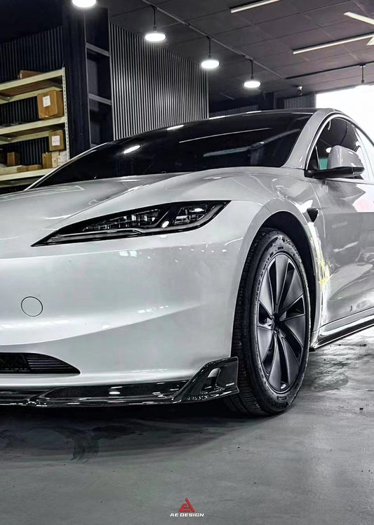 Tesla Model 3 Highland 2024-ON with Aftermarket Parts - AE Style Front Lip Carbon Fiber from ArmorExtend