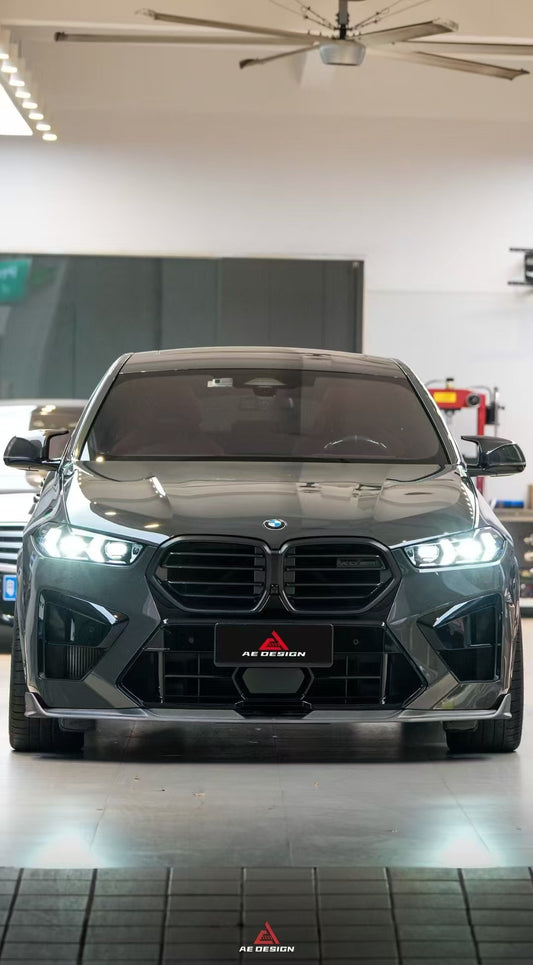 BMW X5M X5MC F95 & X6M X6MC F96 2024-ON (LCI) With Aftermarket Parts - AE Style Front Lip Carbon Fiber from ArmorExtend