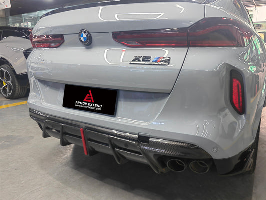 BMW X5M X5MC F95 & X6M X6MC F96 (Fits Both Pre-LCI & LCI) 2020 2021 2022 2023 2024 With Aftermarket Parts - AE V2 Style Rear Diffuser & Canards Carbon Fiber from ArmorExtend