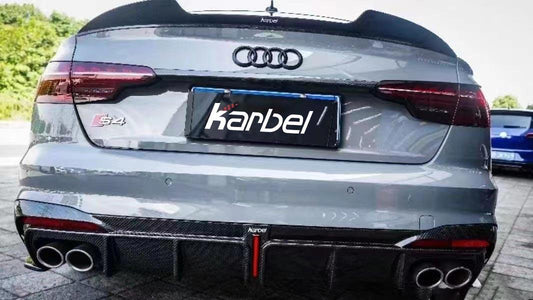 Audi S4 B9.5 2020-ON with Aftermarket Parts - Rear Diffuser & Canards V1 Style Pre-preg Carbon Fiber from Karbel Carbon