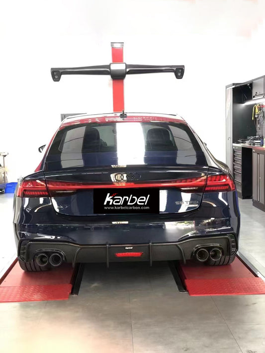 Audi S7 A7 (with s-line bumper) C8 2019-ON with Aftermarket Parts - V1 Style Rear Diffuser Pre-preg Carbon Fiber from Karbel Carbon