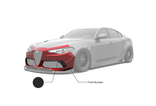 Alfa Romeo Giulia Quadrifoglio Sport Veloce Ti Sprint RWD AWD Lusso Base 2017-ON with Aftermarket Parts - Front Bumper & Lip Carbon Fiber/FRP from SPECTER PLUS