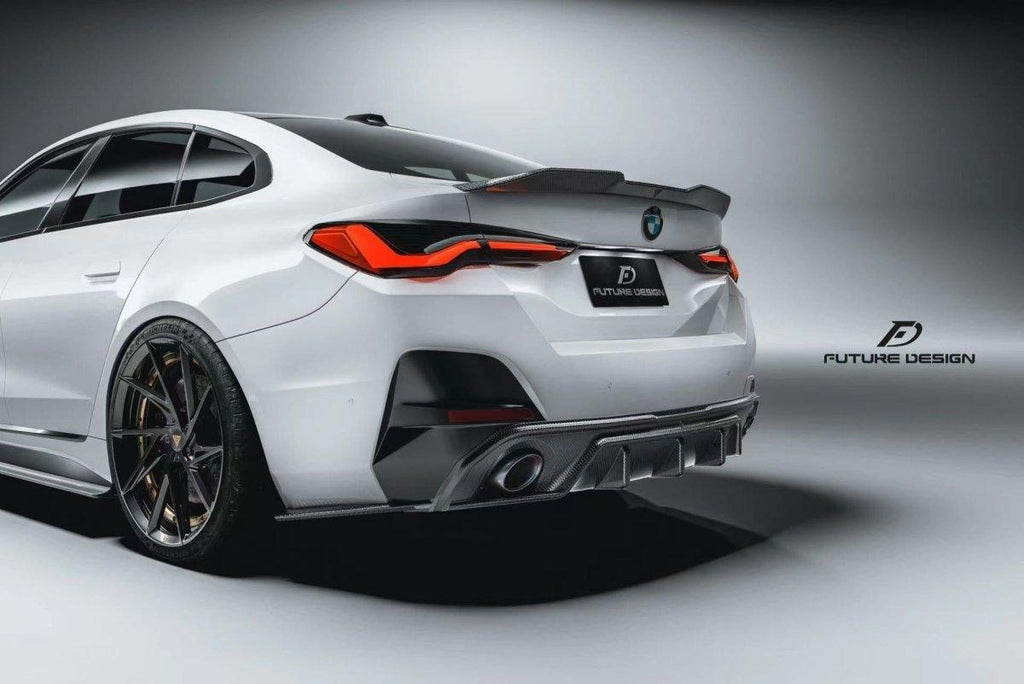 Future Design FD Carbon Fiber REAR DIFFUSER & REAR CANARDS for BMW 4 Series G26 Gran coupe M440i 430i with M-Package 2022-ON - Performance SpeedShop