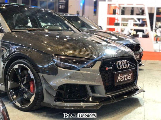 Audi S3 A3 8V.5 2015 2016 2017 2018 2019 2020 & RS3 8V.5 2018 2019 2020 With Aftermarket Parts - Front Fenders Pre-preg Carbon Fiber from Karbel Carbon