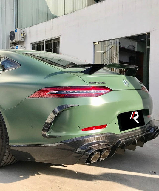 Mercedes Benz AMG GT 4 Door GT53 GT50 X290 C290 2019-ON with Aftermarket Parts - Brabus Style Rear Diffuser & Exhaust Tips Carbon Fiber from Aero Republic