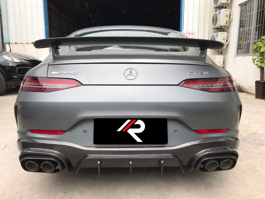 Mercedes Benz AMG GT 4 Door GT53 GT50 X290 C290 2019-ON with Aftermarket Parts - Brabus Style Rear Diffuser & Exhaust Tips Carbon Fiber from Aero Republic