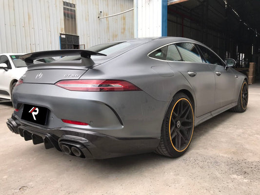 Mercedes Benz AMG GT 4 Door GT53 GT50 X290 C290 2019-ON with Aftermarket Parts - Brabus Style Rear Diffuser & Exhaust Tips Carbon Fiber from Aero Republic