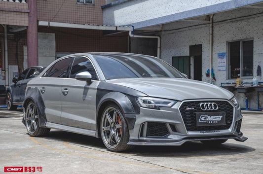 Audi RS3 S3 A3 8V/8V.5 2014 2015 2016 2017 2018 2019 2020 with Aftermarket Parts - Widebody Wheel Arches Carbon Fiber / FRP from CMST Tuning