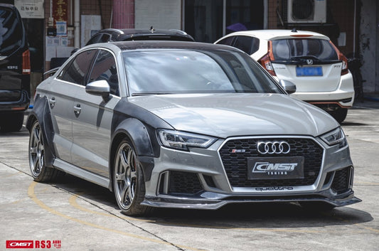 Audi RS3 S3 A3 8V/8V.5 2014 2015 2016 2017 2018 2019 2020 with Aftermarket Parts - Widebody Wheel Arches Carbon Fiber / FRP from CMST Tuning