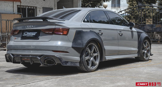 Audi RS3 S3 A3 8V/8V.5 2014 2015 2016 2017 2018 2019 2020 with Aftermarket Parts - Widebody Wheel Arches Carbon Fiber / FRP from CMST Tuning