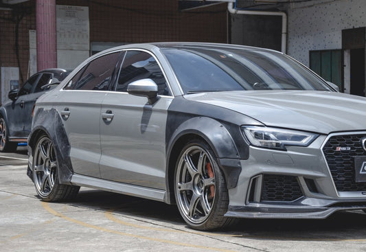 Audi RS3 S3 A3 8V/8V.5 2014 2015 2016 2017 2018 2019 2020 with Aftermarket Parts - Widebody Wheel Arches Carbon Fiber / FRP from CMST Tuning